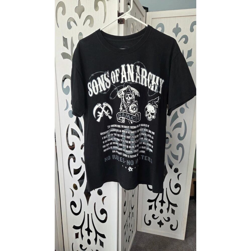 Sons Of Anarchy  Large samcro No Rules No Masters Graphic Tee Black nwot